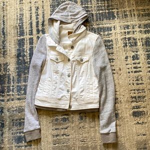 AEO White Jean Jacket Hoodie
